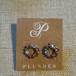 Plunder Gold and Pink Crystal Studs